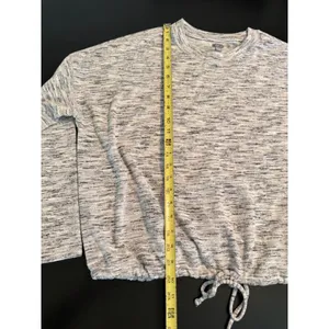 Aerie Womens Gray Marled Space Dye Cinch Hem Pullover Sweater Large‎ L Slouchy thumbnail 3
