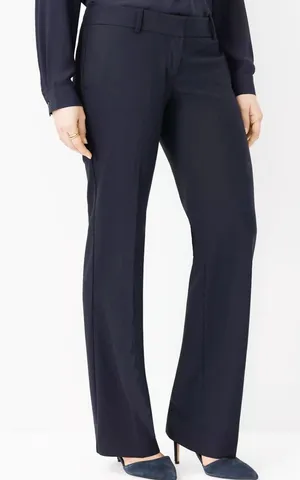 NWT Ann Taylor The Trouser in Seamless Stretch Curvy Fit Pants Navy Blue Size 10 thumbnail 1