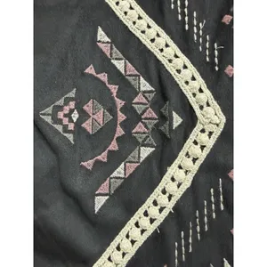 Miss Me Dress Women's Size L Black Microsuede Embroidered Boho Western Shift thumbnail 3