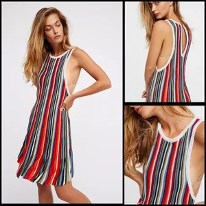 Free People Womens Dress Sz S Rainbow Dragon Metallic Striped Mini Sweater‎ thumbnail 2