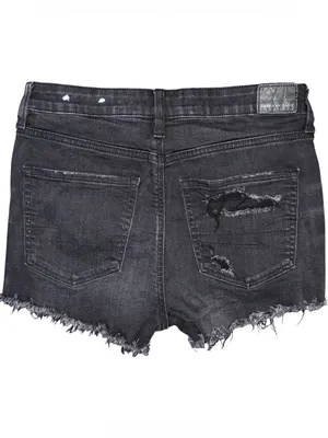 American Eagle High Rise Shortie Black Jean Shorts Stretch Distressed Womens 6 thumbnail 2