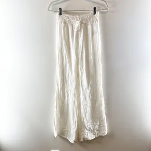 Abercrombie & Fitch Textured Gauze Pull-On Wide Leg Lounge Pants White Small thumbnail 4