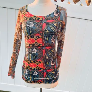 Vocal Rhinestone Embellished Mesh Top | Boho Y2K Graphic Print Long Sleeve M thumbnail 2