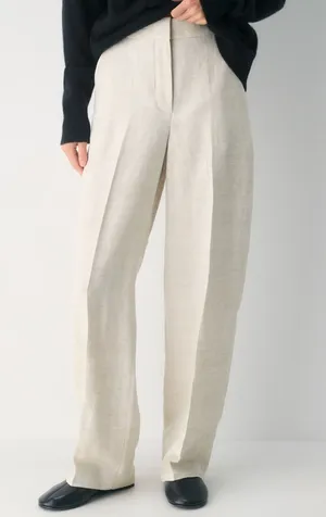 Aritzia The Limitless Pant Linen NWT Natural Ecru Wide Leg Size 6 thumbnail 1