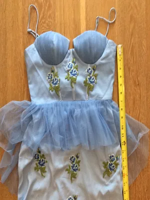 XS Tull dress with built-in corset light blue with flowers halloween costume thumbnail 8