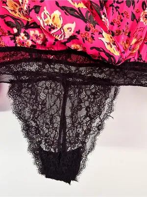 Intimately by Free People| Hot Pink Floral Low Cut Bodysuit sz S thumbnail 4