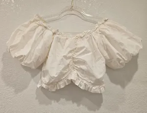 Live 4 Truth Puff Off The Shoulder Cotton Crop Top Small White thumbnail 1