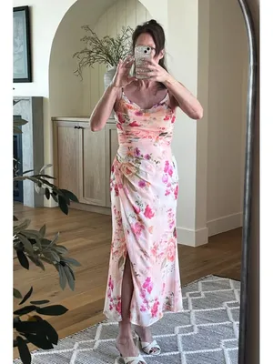 Azazie Deandra Pink Orange Floral Bridesmaid Altered Dress Size A2 NWT thumbnail 3