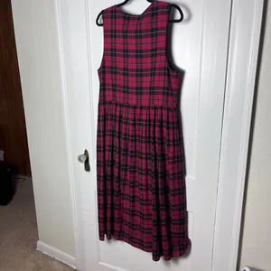 Vintage Susan Bristol Red Black Plaid Pinafore Midi Flannel Holiday Dress Size 8 thumbnail 9