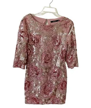 Ark & Co. Sequin Swifty Formal Sequin Mini Dress Pink Size Small thumbnail 1