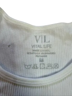 White Ribbed Rhinestone fringe Tank Top Medium Vital Life thumbnail 5