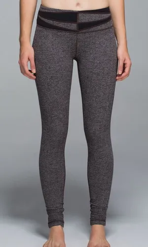 Lululemon Wunder Under Leggings Giant Herringbone Heathered Black SZ‎ 6 thumbnail 1