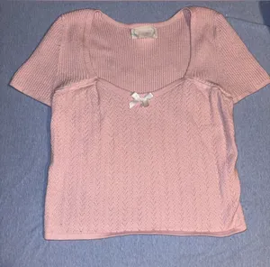 The Prairie By Rachel Ashwell Pink Ribbed Knit Babydoll Top thumbnail 1