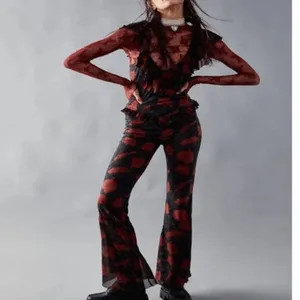 Free People Austyn One Piece Jumpsuit Red Floral Size‎ S boho flare ruffle thumbnail 11
