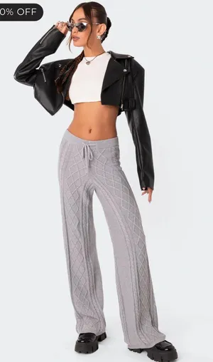 Edikted Cable Knit Pants thumbnail 1