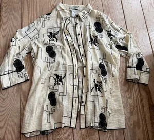 Multiples Embroidered Button-Down Shirt size L no size tag thumbnail 1