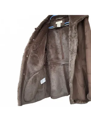 Jones New York Faux Sport Suede Brown Coat with Plush Lining Large thumbnail 3