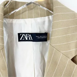 NEW ZARA Striped Oversized Menswear Inspired Blazer Women's‎ Size S Old Money thumbnail 7