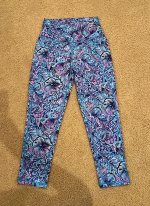 Lilly Pulitzer Blue Pink Floral Leggings thumbnail 1