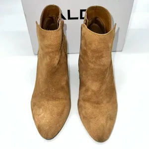 ALDO Blanka Women's Tan/Brown Suede Ankle Booties w/Stacked Wooden Heel-Size 7.5 thumbnail 4