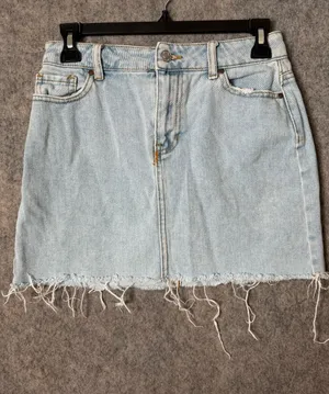 PacSun Woman’s Size 25 Light Blue Denim Mini Skirt with Frayed Hem thumbnail 1