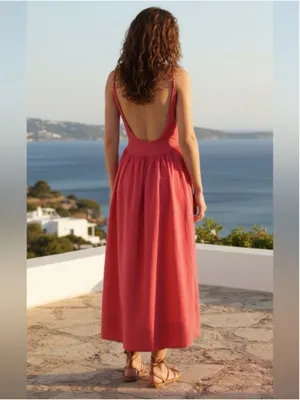 Free People Dylan Midi Dress Cotton Drop Waist Open Back Whimsical Fairy Sz L thumbnail 2