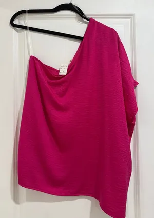 NWT entro Fuchsia One-Shoulder Tunic Top thumbnail 1