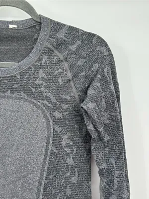 Lululemon Swiftly Tech‎ Long Sleeve Crew Heathered Black Size 6 Seamless Running thumbnail 5
