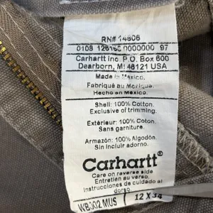 Vtg Carhartt Womens 12x34 WB002 Canvas Work Pants Khaki Brown Bootcut Y2K Rare thumbnail 7