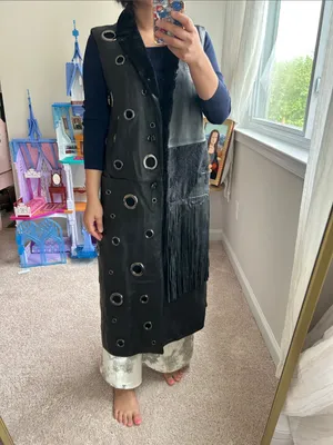 Sheep skin leather long vest. M thumbnail 8