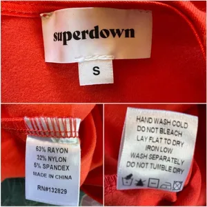 Superdown Skye Mini Dress Red Orange‎ Ruched Sleeveless Plunge Neck S Revolve thumbnail 10