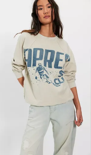NEW Free People Retro Brand Apres Ski Pullover Crewneck 100% Cotton - Size XS thumbnail 1