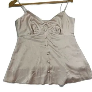 River Island Satin Button Front Cami Top Champagne Size 2 thumbnail 13