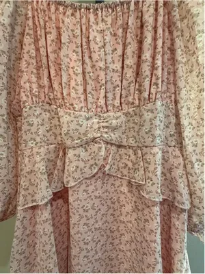 Umgee Chiffon Floral Print Tiered Mini Dress in Pink Size M thumbnail 6