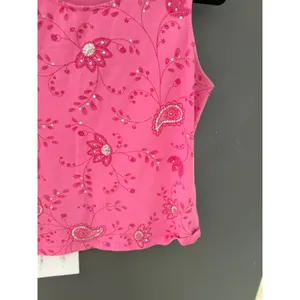 Croft & Barrow Y2k Fairy Pink Floral Paisley Embroidered Sequin Tank Top XL Womens thumbnail 3