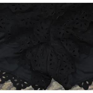 NWT American Rag Cie Laser-Cut Faux-Suede Eyelet Cropped Shorts Classic Black L thumbnail 9