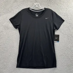 NWT Nike‎ Dri Fit Legend Short Sleeve Shirt Black Athletic Women's Medium thumbnail 1