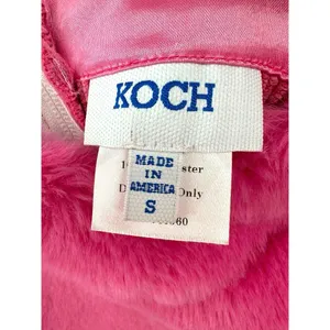 KOCH Women's Size Small Cecilia Top Pink Faux Fur‎ Crop Ruffle Sleeve GUC thumbnail 5