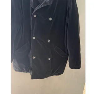 J. Crew Womens‎ Vintage Black Velvet Double Breasted Pea Coat Quilted Lining M thumbnail 4
