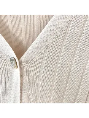 H&M Rib Knit Tan Cardigan Size M Long Sleeve Relaxed thumbnail 5