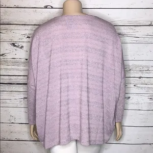 Bisou Bisou NWT Size XL Purple & Metallic Silver Stripe Oversized Sweater Top thumbnail 4