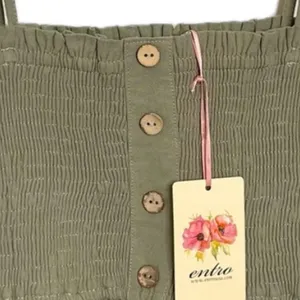 NWT Entro Sage Green Peplum Smocked Bodice Top w/ Adjustable Self-Tie Straps thumbnail 2