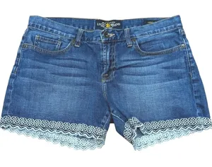 Lucky Brand Medium Wash Scalloped Embroidered Low Rise Jean Shorts Boho 6‎ / 28 thumbnail 1