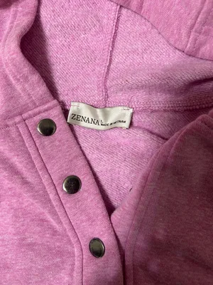 Zenana Outfitters Pink Zip Henley Hoodie Sweatshirt thumbnail 2