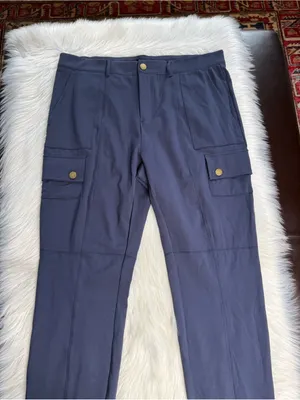 Halara Navy High Waisted Slim Cargo Pants NWT XS Tall thumbnail 2
