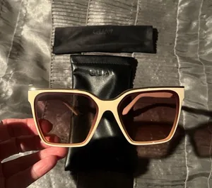 Quay Australia Cream Oversized Square Sunglasses with Brown Lenses thumbnail 1