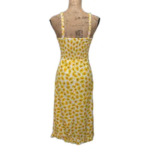Faithfull the Brand Noemie‎ Midi Dress Yellow Constance Floral Print Size Small thumbnail 5
