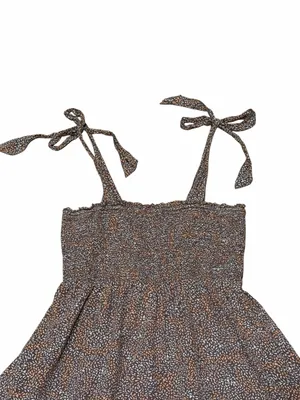 Aerie Boho Smocked Brown Ditsy Floral Tie-Strap Mini Dress M thumbnail 6