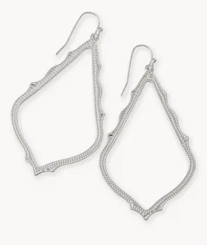 Kendra Scott “Sophee Drop” Silver Open Teardrop Filigree Earrings thumbnail 1