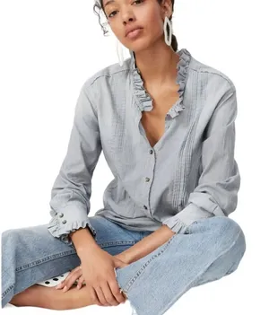 Rebecca Taylor LA VIE Striped Top Ruffle‎ Trim thumbnail 1